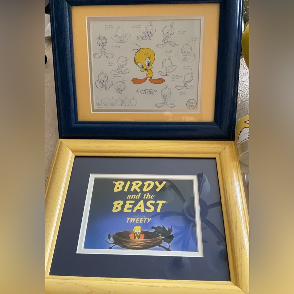 2 Tweety Bird framed cells Vtg 1990’s 8x10